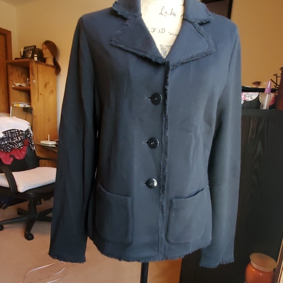 Talbots Large black fringe hem black jacket/blazer - Picture 3 of 8
